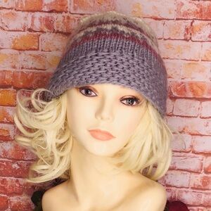 Turtlefur Pink, White and Gray Nordic Wool Beanie Hat